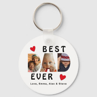 3 Photo Best Dad Ever Collage Personalised  Key Ring