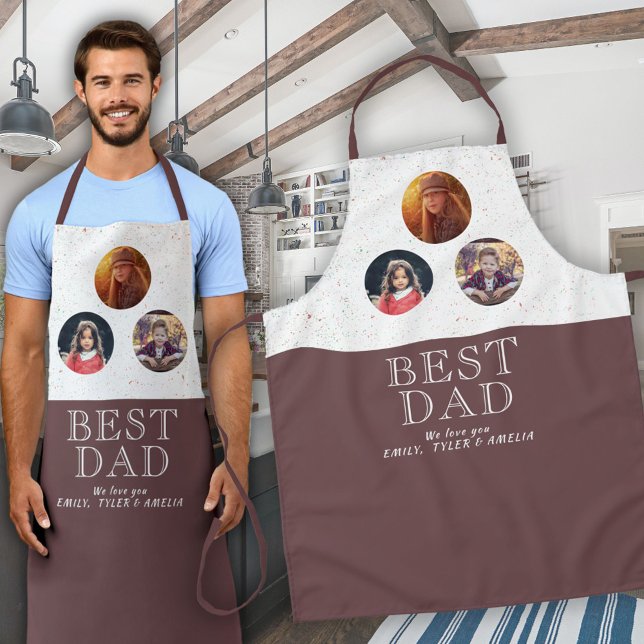 3 Photo Best Dad Typography Father`s Day Apron (Creator Uploaded)