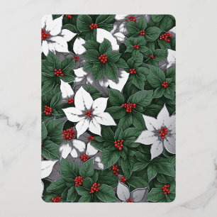 3 Photo Botanical Elegance Enchanted Winter Garden Foil Holiday Card