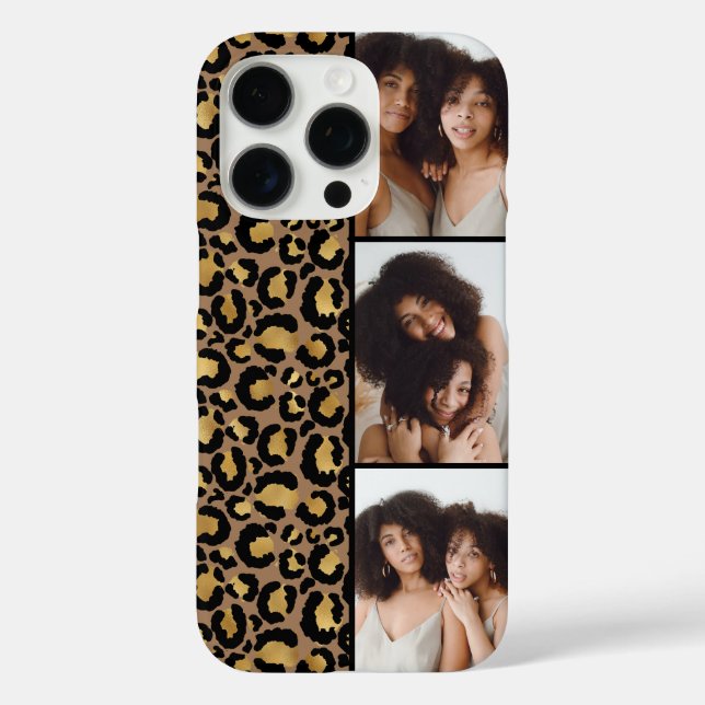3 Photo Brown And Gold Leopard Print Case-Mate iPhone Case (Back)