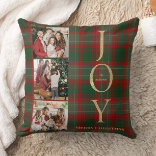 3 Photo Buffalo Plaid Christmas Cushion