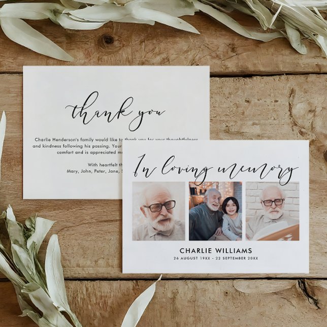 3-Photo Celebration of Life/Funeral/Bereavement Thank You Card (Creator Uploaded)