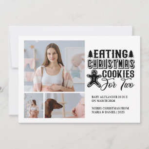 3 Photo Christmas Cookies for 2 Pregnancy  Holiday Card