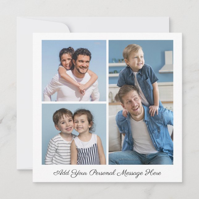 3 Photo Collage Add Your Own Greeting Flat Card (Front)