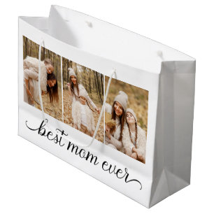 3 Photo Collage Best Mum Ever Large Gift Bag