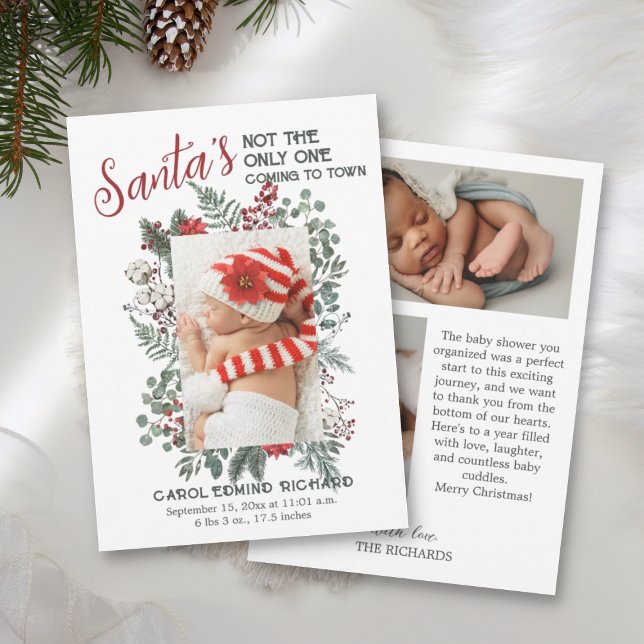 3 Photo Collage Christmas Baby Birth Announcement  (Creator Uploaded)