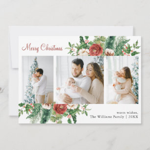 3 Photo Collage Christmas Holiday Card
