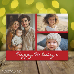 3 photo Collage Christmas Holiday Photo Postcard