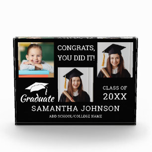 3 Photo Collage Congratulations Grad 2025 Black Block