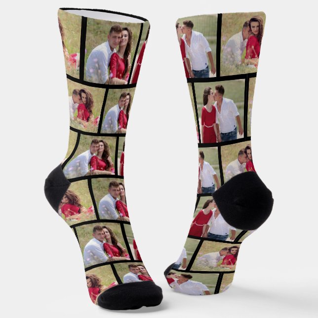 3 Photo Collage Create Your Own Socks (Angled)