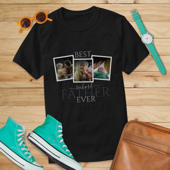 3 Photo Collage Dad Family Memorable Father's Day T-Shirt (Creator Uploaded)