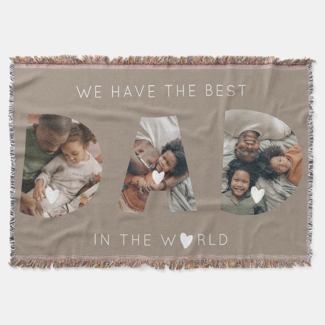 3 photo collage dad throw blanket (Front)