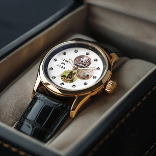 3-Photo Collage Dog Lover Personalised Watch