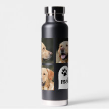 3 Photo Collage Dog Name Black and White Heart
