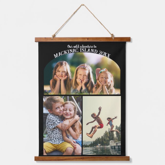 3 Photo Collage | Family Vacation or Reunion Album Hanging Tapestry (Front)