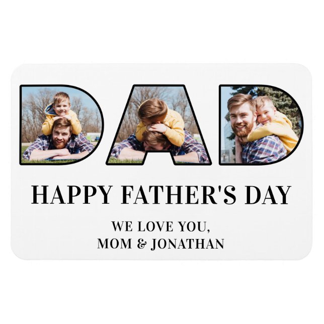 3 Photo Collage Father's Day Dad Photo Cutout Magnet (Horizontal)