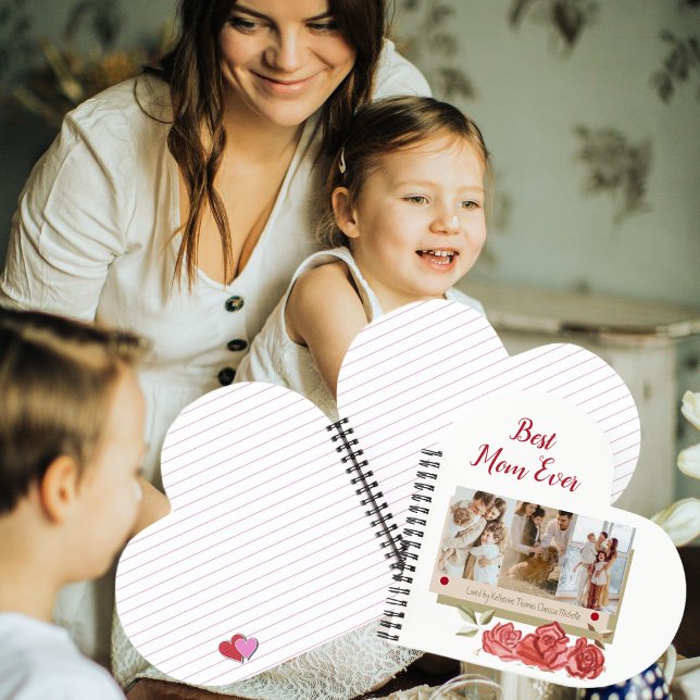 3 Photo Collage Floral Modern Elegant Mothers Day Notebook (Creator Uploaded)