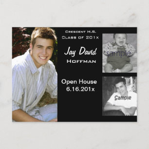 3 photo collage graduation announcement postcard