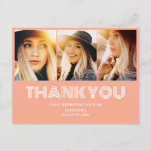 3 Photo Collage Graduation Thank You Postcard