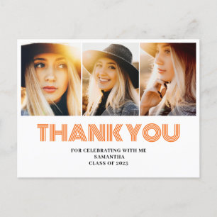 3 Photo Collage Graduation Thank You Postcard