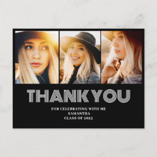 3 Photo Collage Graduation Thank You Postcard