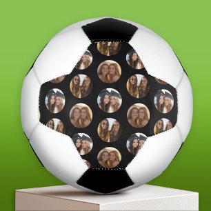 3 Photo Collage Half Brick Pattern - black Circle Soccer Ball