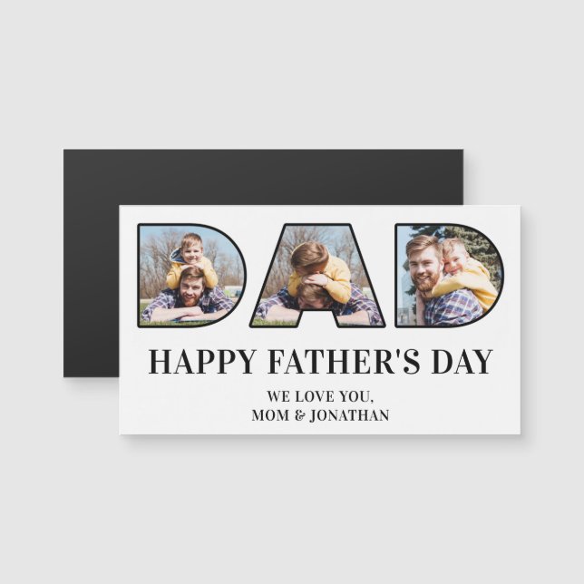 3 Photo Collage Happy Father's Day Magnetic Card (Front/Back)