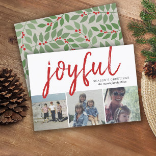 3 Photo Collage - Joyful Season's Greetings Berry Holiday Card