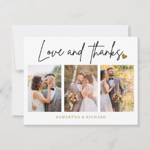 3 Photo Collage Love And Thanks Wedding Thank You Card