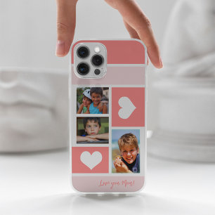 3 photo collage love you mum heart modern cute iPhone 16 case