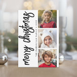 3 Photo Collage Minimal Rejoice Merry Christmas Holiday Card<br><div class="desc">Add three pics to make a modern and non-traditional look -- A merry and bright Christmas greeting with a rustic script calligraphy greeting. The back is an abstract colouring page pattern.</div>