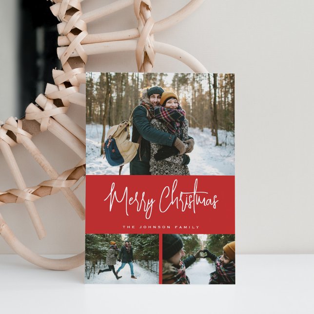3 Photo Collage Minimalist Modern Holiday Card (Creator Uploaded)