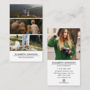  3 Photo Collage Modern Photography Business Card