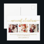3 Photo Collage Modern Script "Merriest Christmas" Holiday Postcard<br><div class="desc">3 Photo Collage Modern Script "Merriest Christmas" Holiday Card</div>