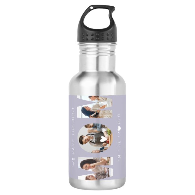 3 photo collage mum 710 ml water bottle (Front)