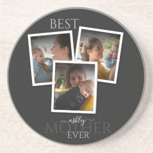 3 Photo Collage Mum Family Memorable Mother's Day Coaster