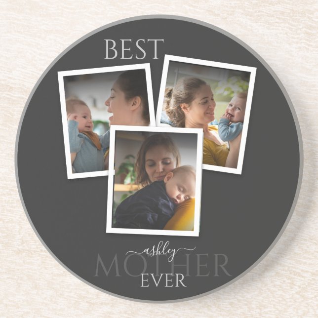 3 Photo Collage Mum Family Memorable Mother's Day Coaster (Front)