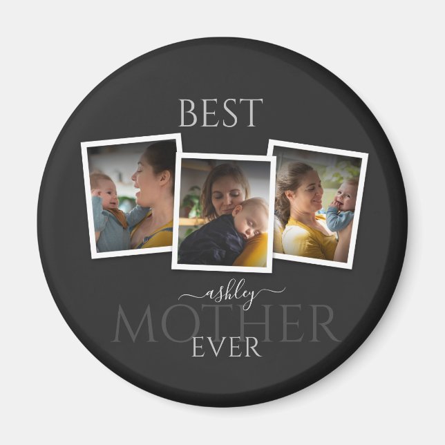 3 Photo Collage Mum Family Memorable Mother's Day Magnet (Front)