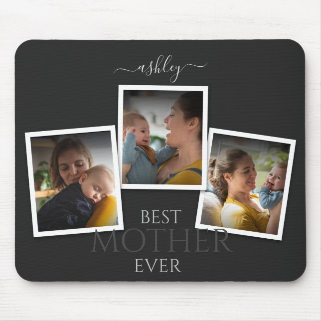 3 Photo Collage Mum Family Memorable Mother's Day Mouse Pad (Front)