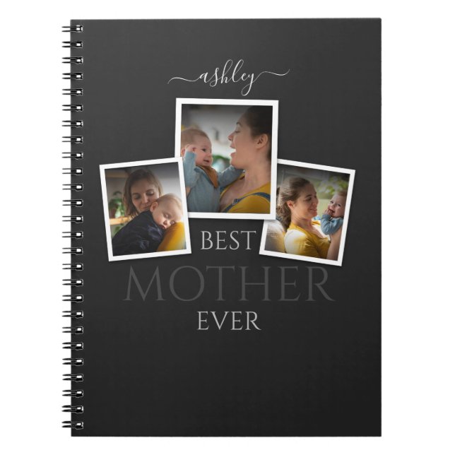 3 Photo Collage Mum Family Memorable Mother's Day Notebook (Front)