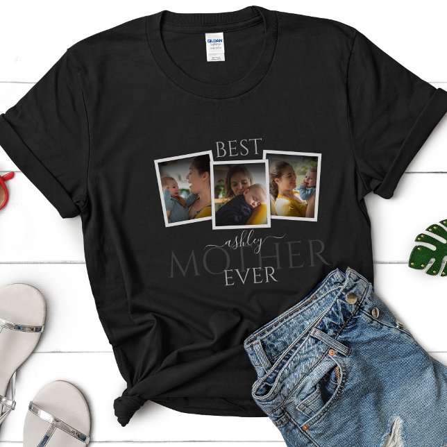 3 Photo Collage Mum Family Memorable Mother's Day T-Shirt (Creator Uploaded)