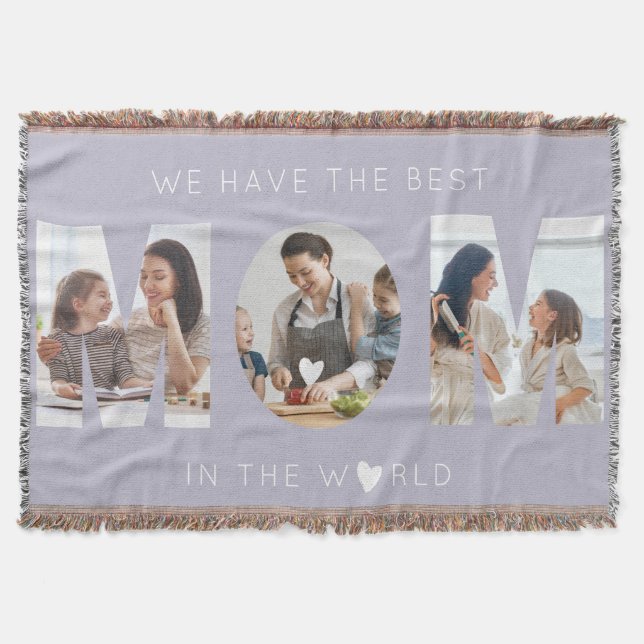 3 photo collage mum throw blanket (Front)