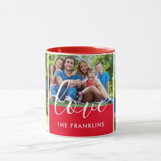 3 Photo Collage Personalised Family Name Mug (Center)