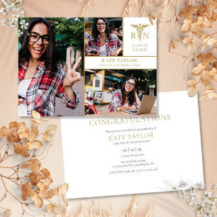 3 Photo Collage RN Nursing Graduation Party Invitation