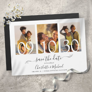 3 Photo Collage Signature Script Wedding Save The Magnetic Invitation