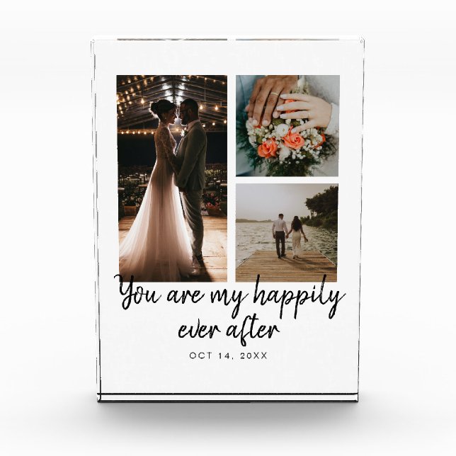 3 Photo Collage Wedding Anniversary Quote Block (Front)