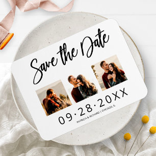 3 Photo Collage Wedding Save The Date Magnet