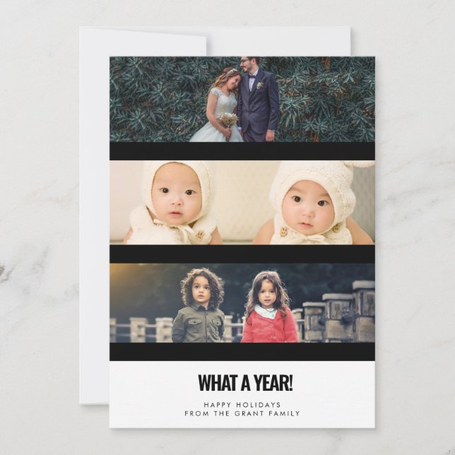 3 Photo Collage What a year! Family Holiday Card (Front)