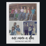 3 Photo Collage with Script Text - black white Faux Canvas Print<br><div class="desc">A fun way to capture memories and share them with friends. Add a horizontal photo,  2 square photos and your favourite caption to make a cool gift for friends.</div>