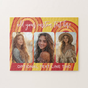 3 Photo Collage with trendy bounce script Jigsaw Puzzle